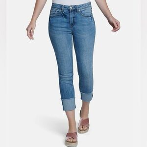 Seven7 High Waist Slim Straight Cuffed Fray Hem Jeans Size 4 NWT